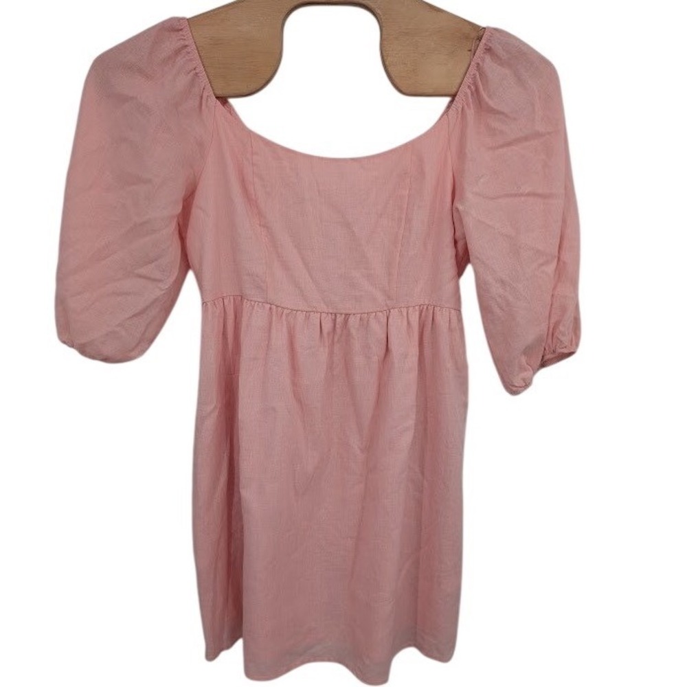 Every NWT Women's Mini baby doll style smocked on/off shoulder dress Pink Sz Med